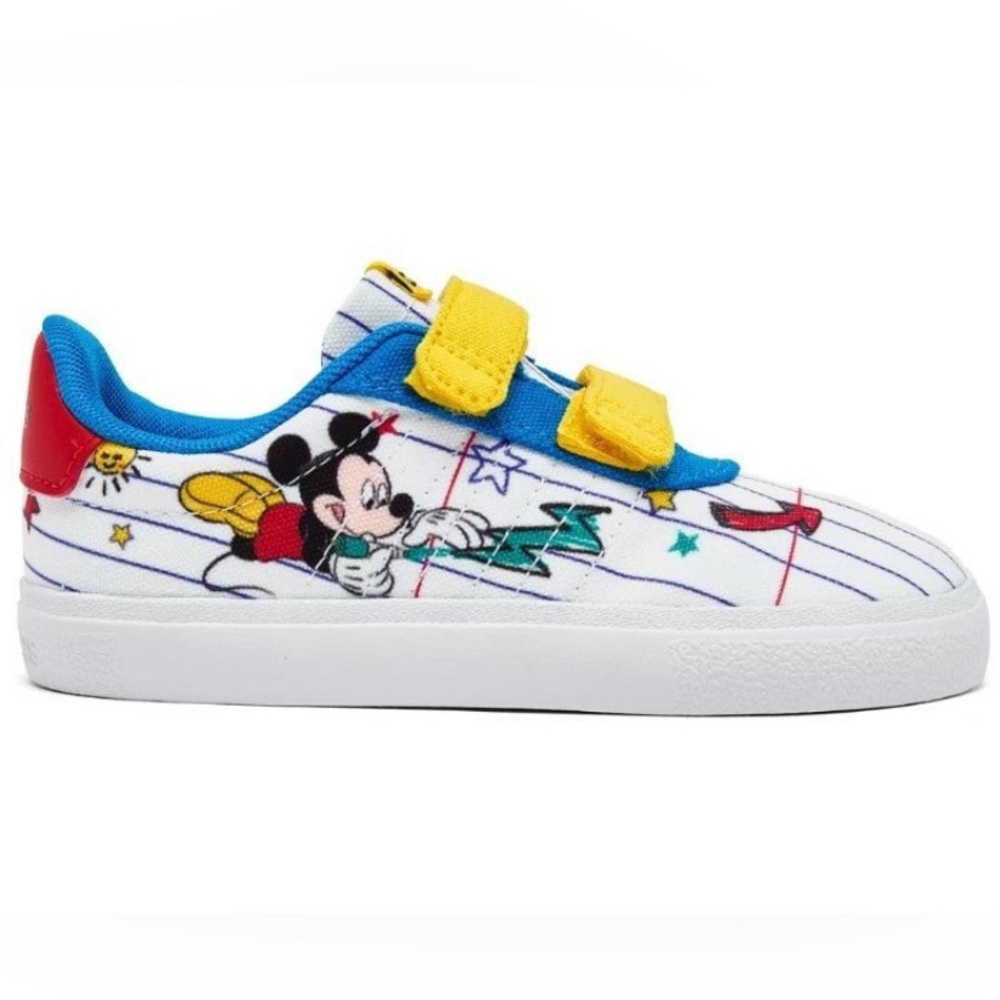 Disney Adidas VULC RAID3R Mickey Mouse Blue Yellow Velcro Kids Sneakers NWT